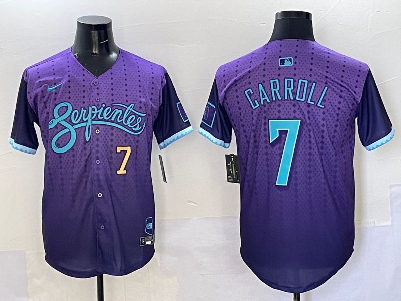 Men Arizona Diamondback 7 Carroll Purple Joint Name 2025 Nike MLB Jersey style 2